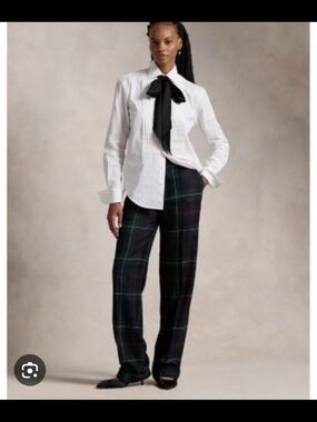 Polo by Ralph Lauren Black Plaid Trousers with Green Windowpane